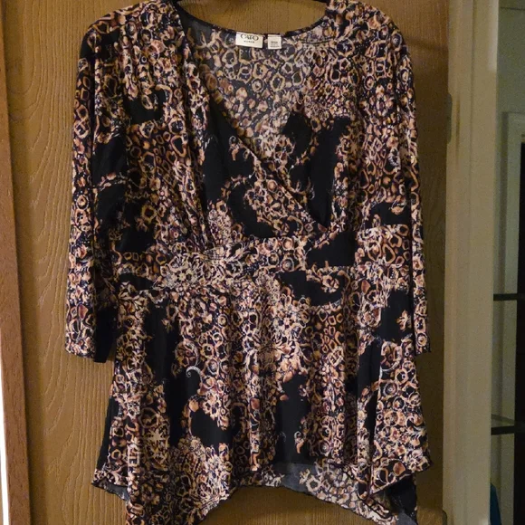 Cato Black and Brown Patterned Blouse - Picture 1 of 5